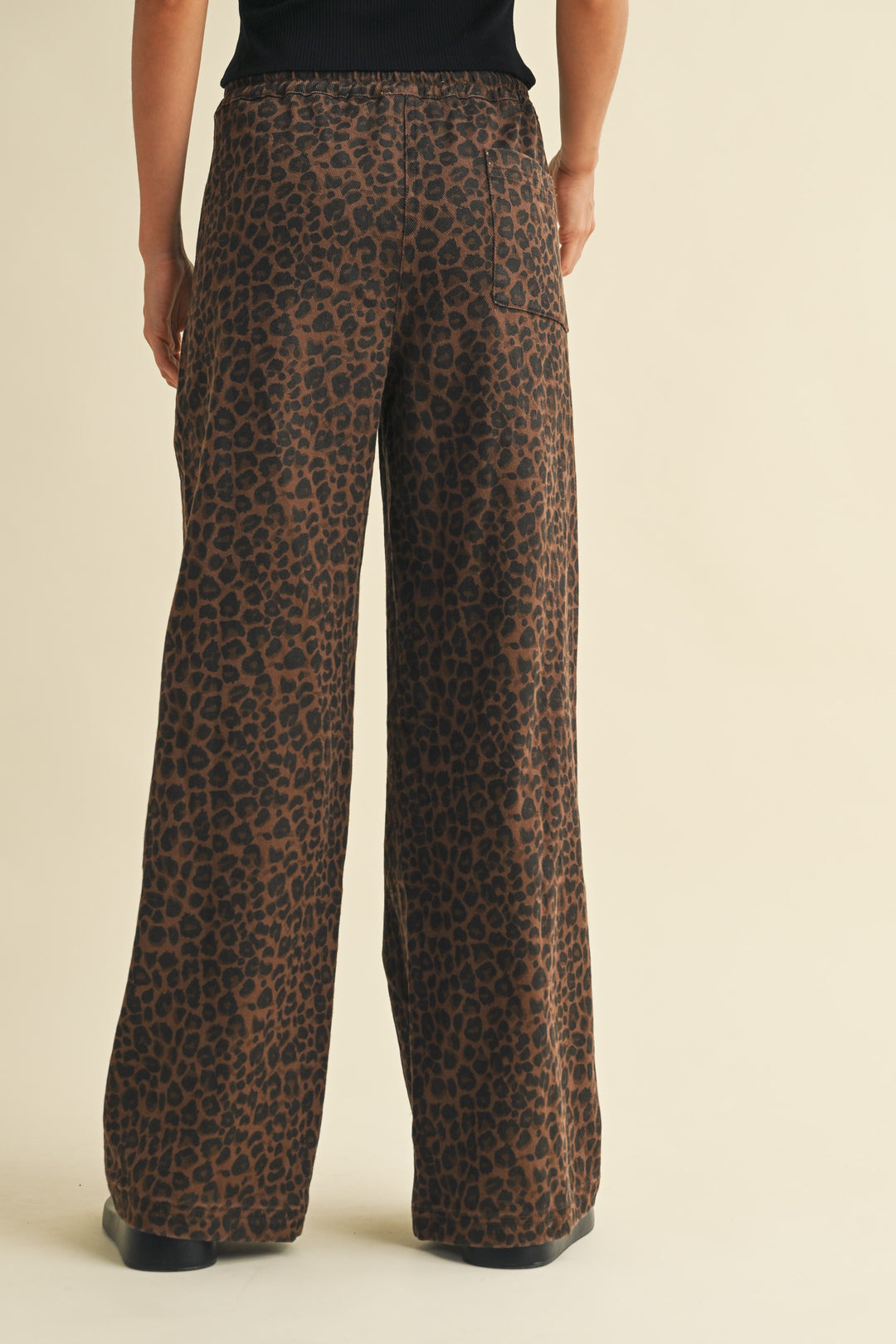 LEOPARD DENIM TRACK PANT