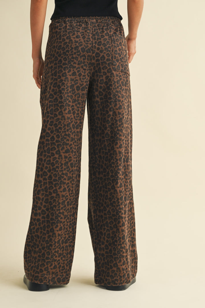 LEOPARD DENIM TRACK PANT