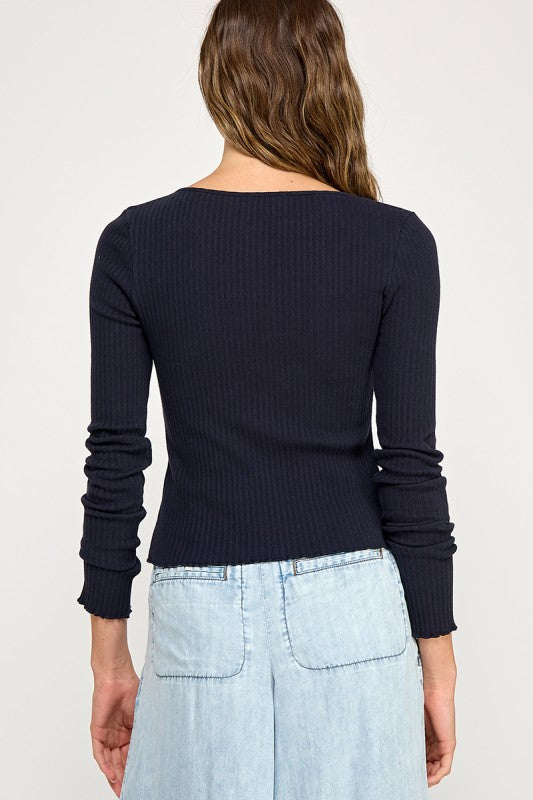 JUNIE RIBBED LONG SLEEVE