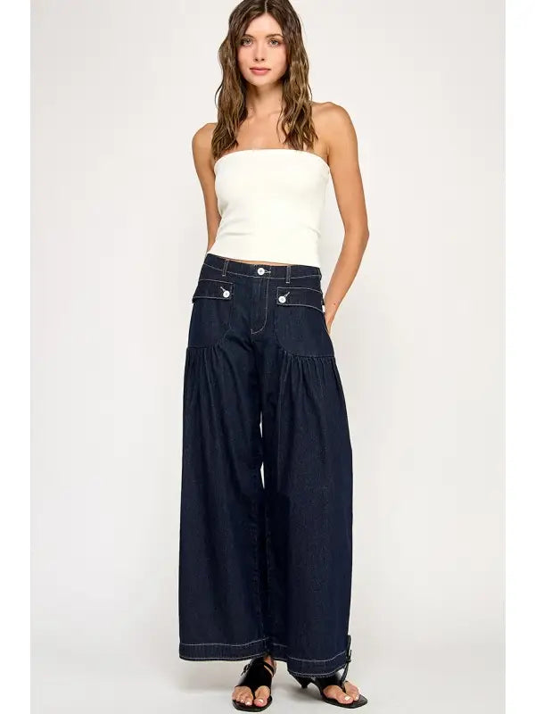 DARK WASH LOTUS JEAN