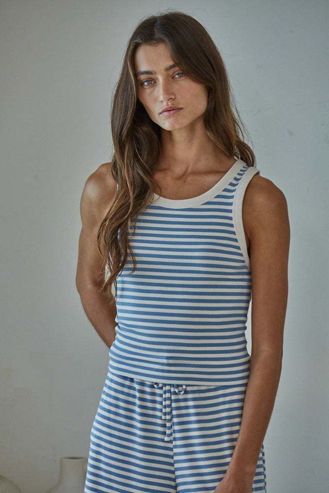 LUCY KNIT TANK - BLUE