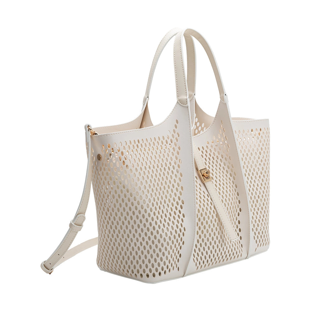 MALIA LASER CUT TOTE - IVORY