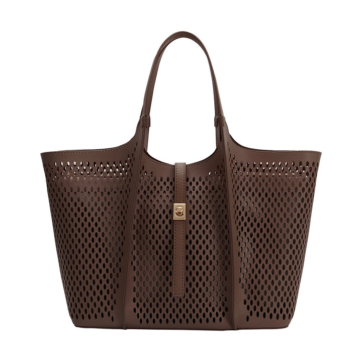 MALIA LASER CUT TOTE - CHOCOLATE