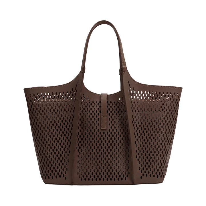 MALIA LASER CUT TOTE - CHOCOLATE