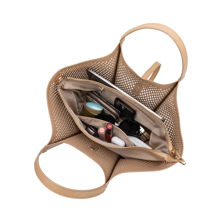 MALIA LASER CUT TOTE - NUDE