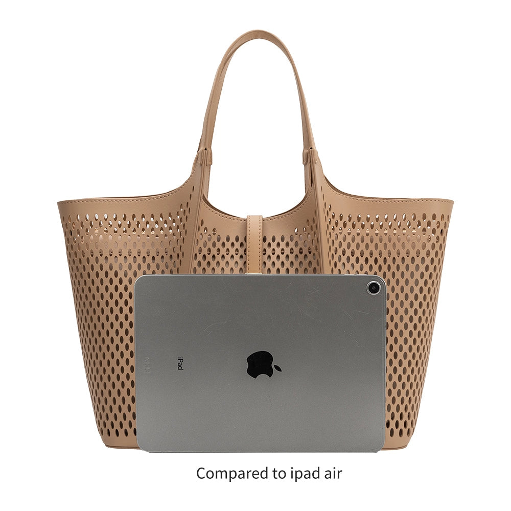MALIA LASER CUT TOTE - NUDE