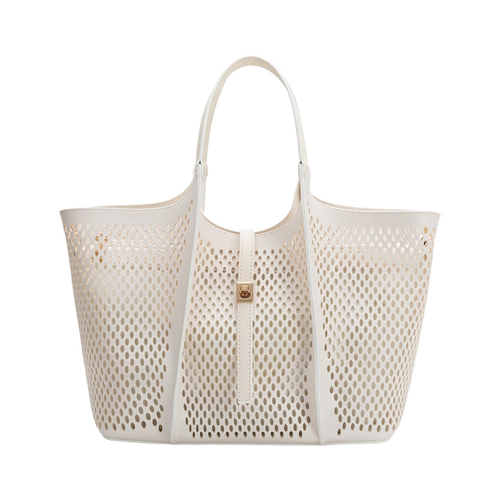 MALIA LASER CUT TOTE - IVORY