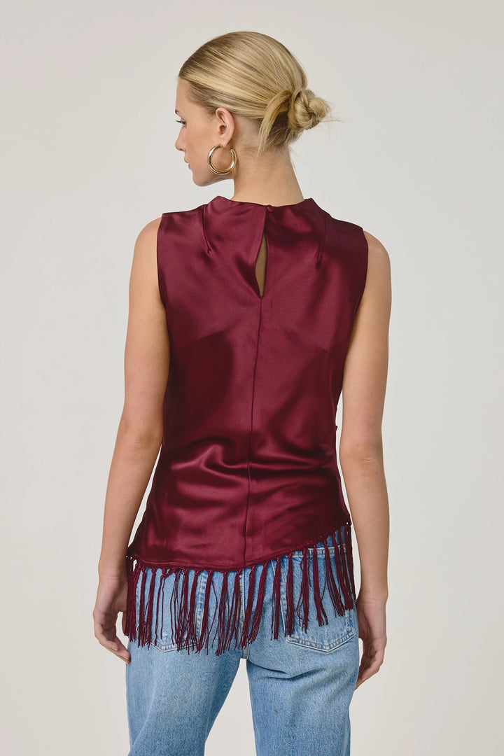 MARAIS SATIN FRINGE TOP