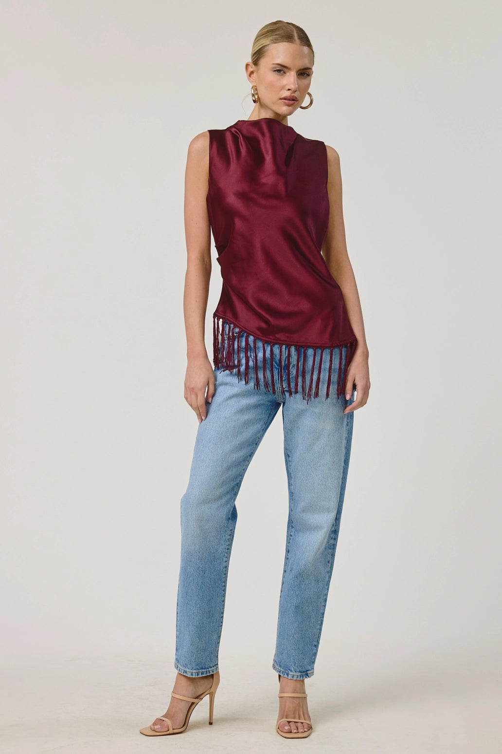 MARAIS SATIN FRINGE TOP