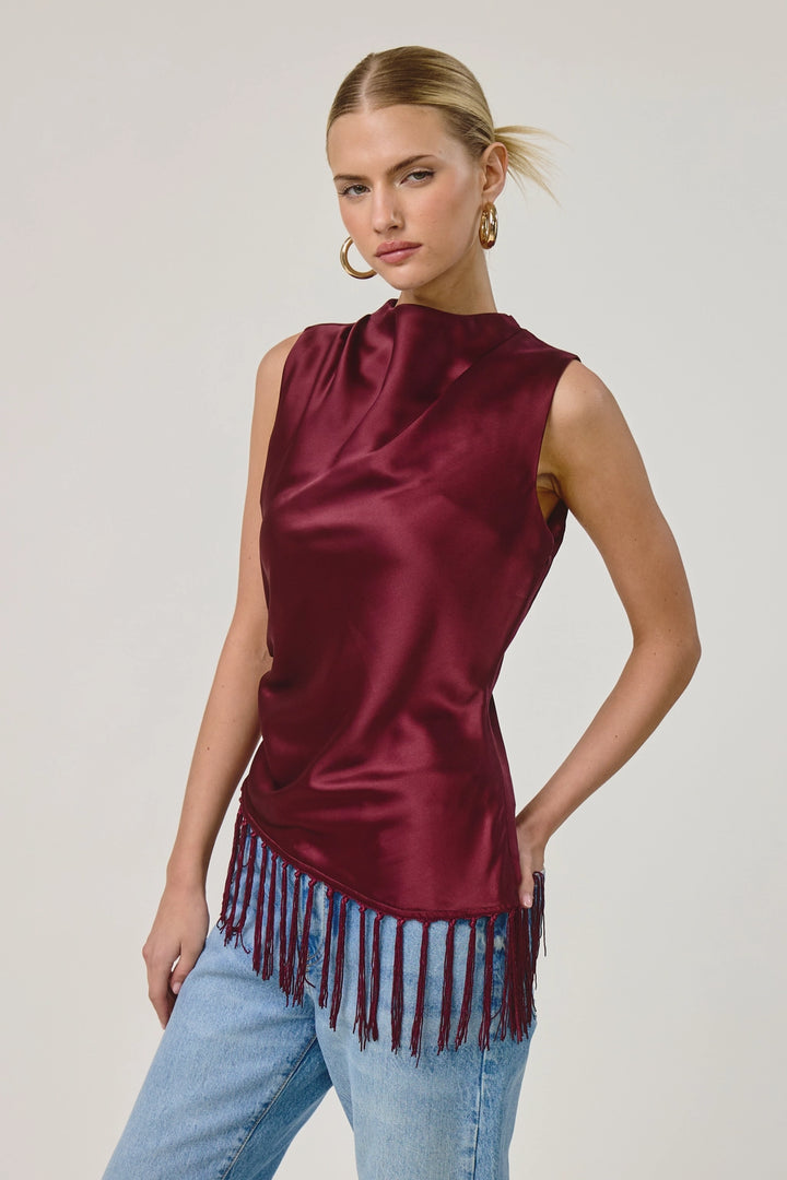 MARAIS SATIN FRINGE TOP