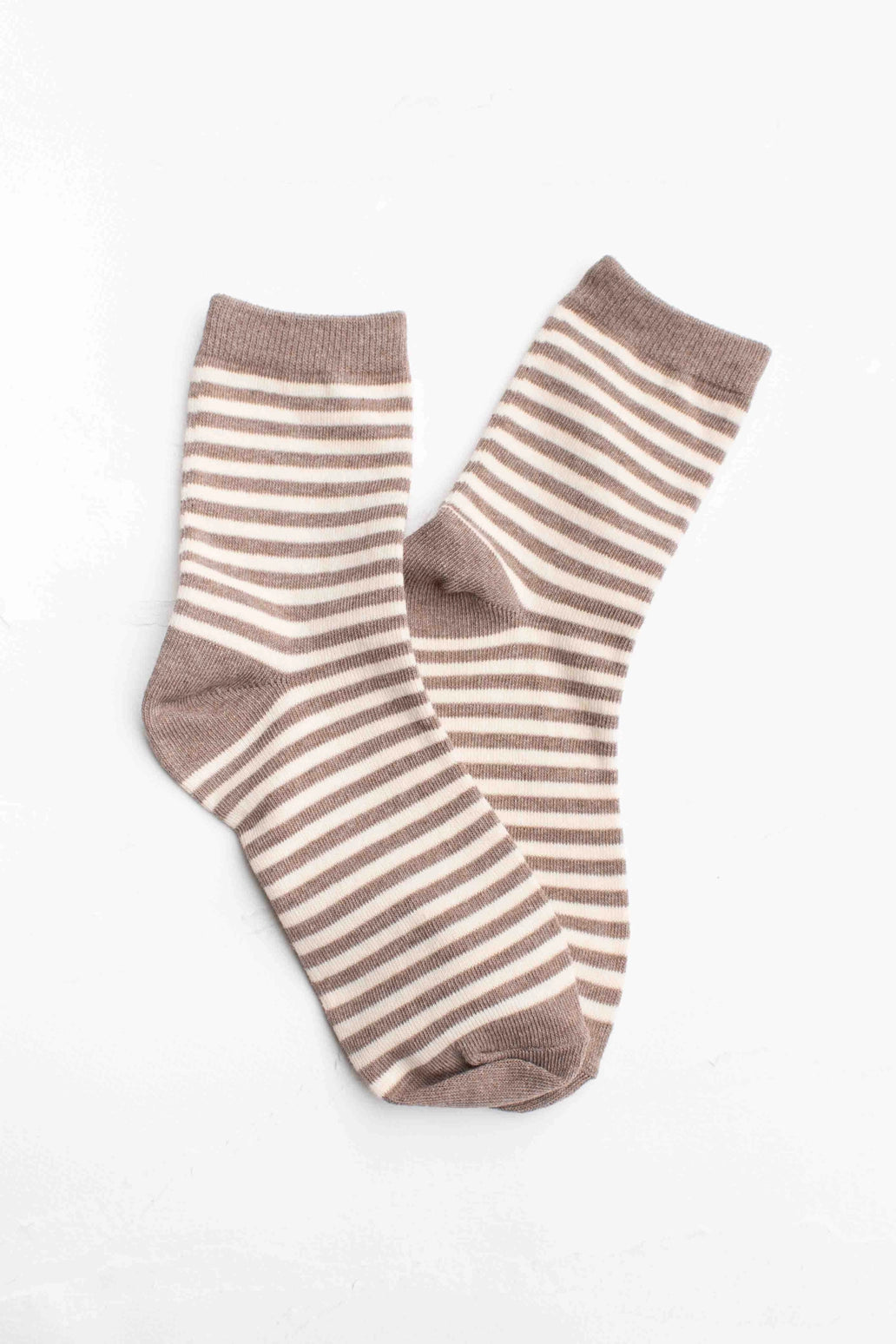 STRIPED CASUAL SOCKS - MOCHA