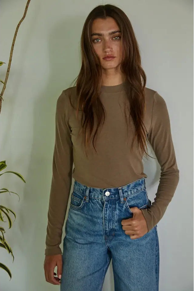 KNIT MOCK NECK LONG SLEEVE