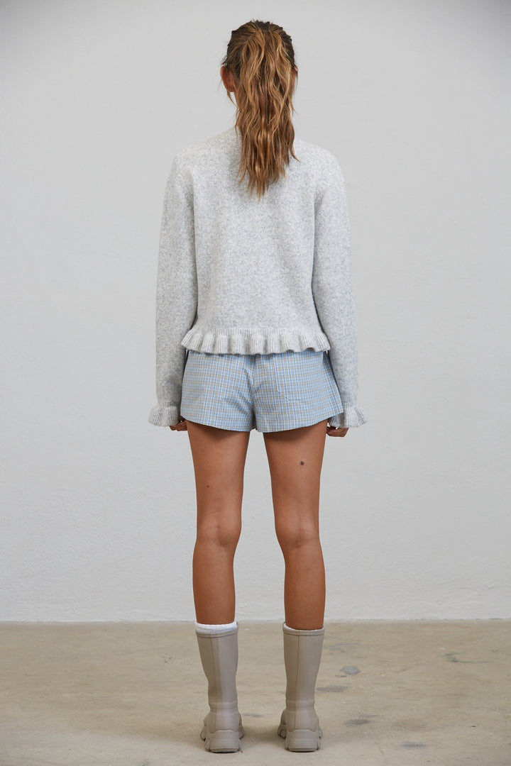 NEVE RUFFLE CARDIGAN - OFF-WHITE