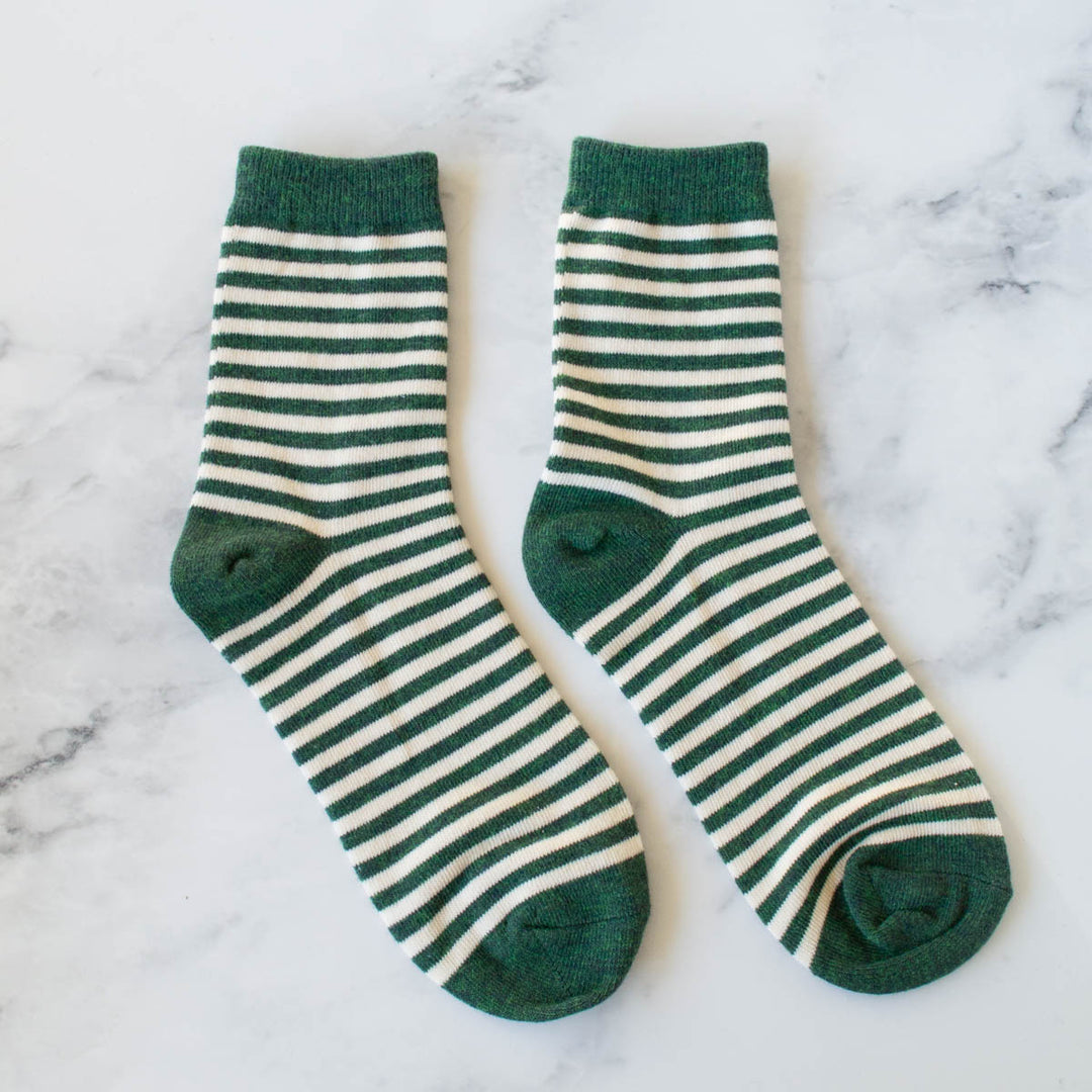 STRIPED CASUAL SOCKS - OLIVE