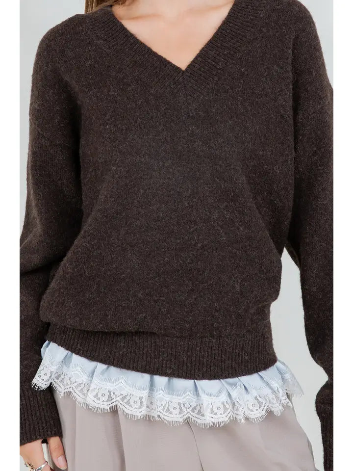 ORLA LACE TRIM SWEATER