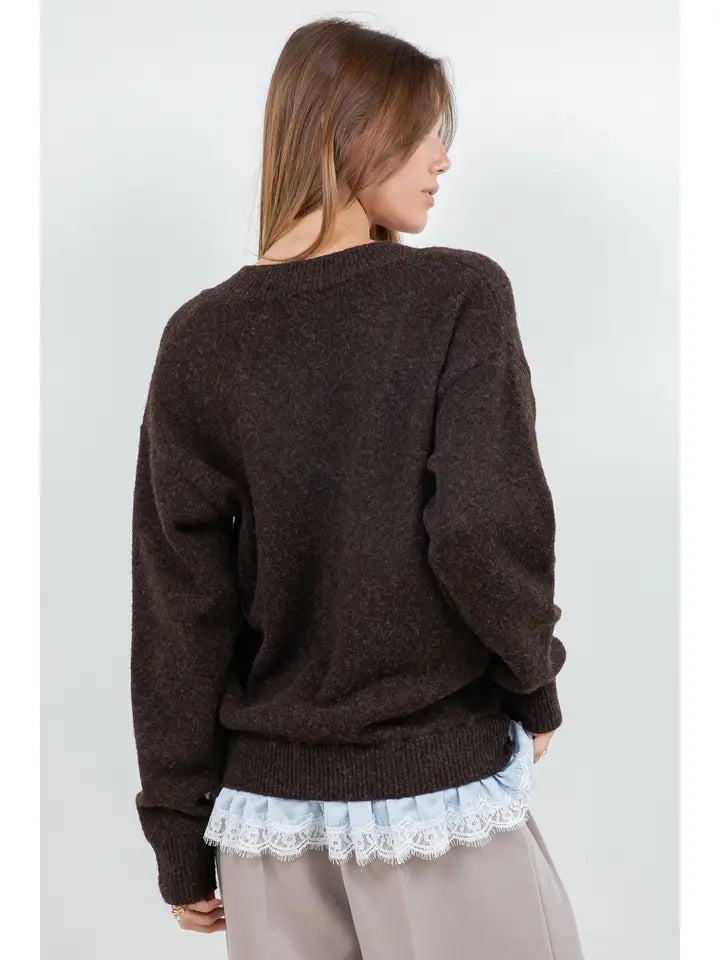 ORLA LACE TRIM SWEATER