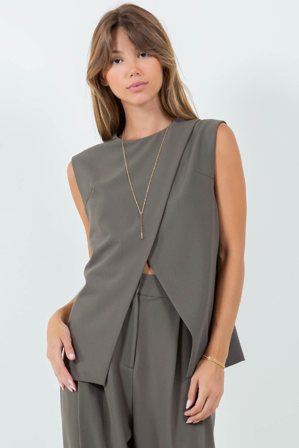 CAL WOVEN OVERLAP TOP