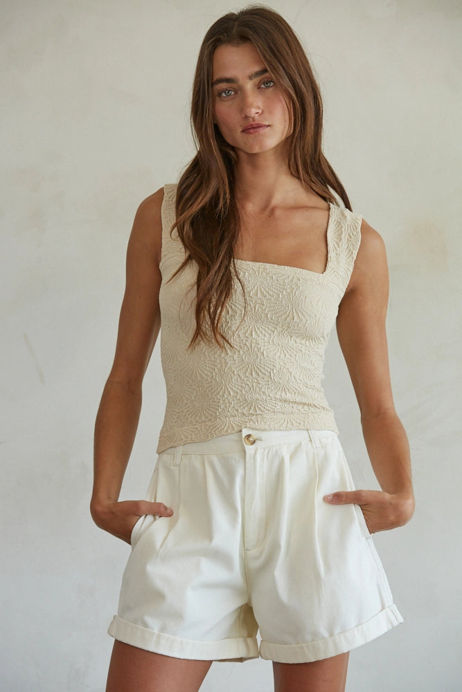 PLEATED COTTON SHORTS