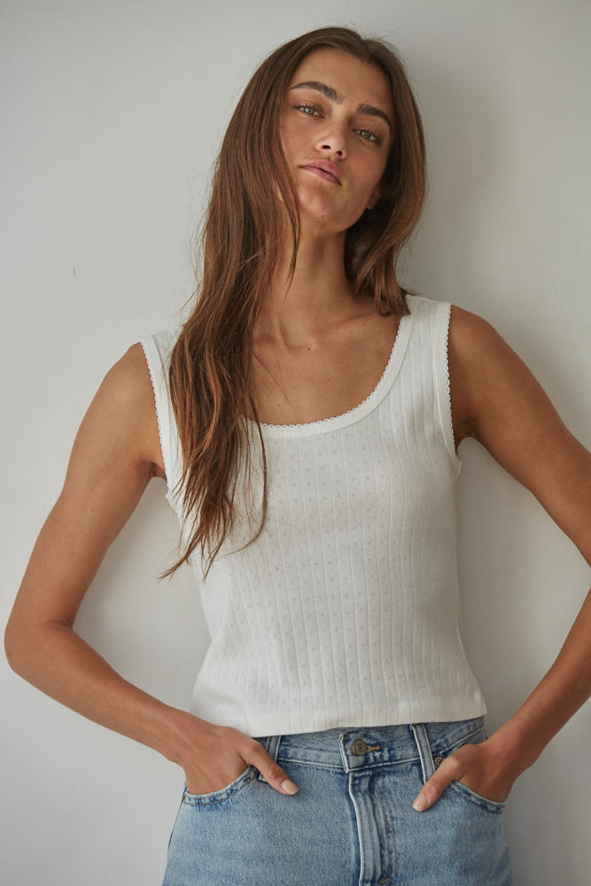 LACE TRIM POINTELLE TANK