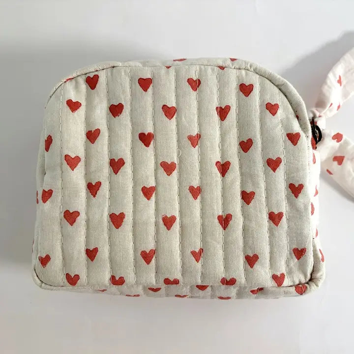 HANDMADE QUILTED POUCH - HEARTS