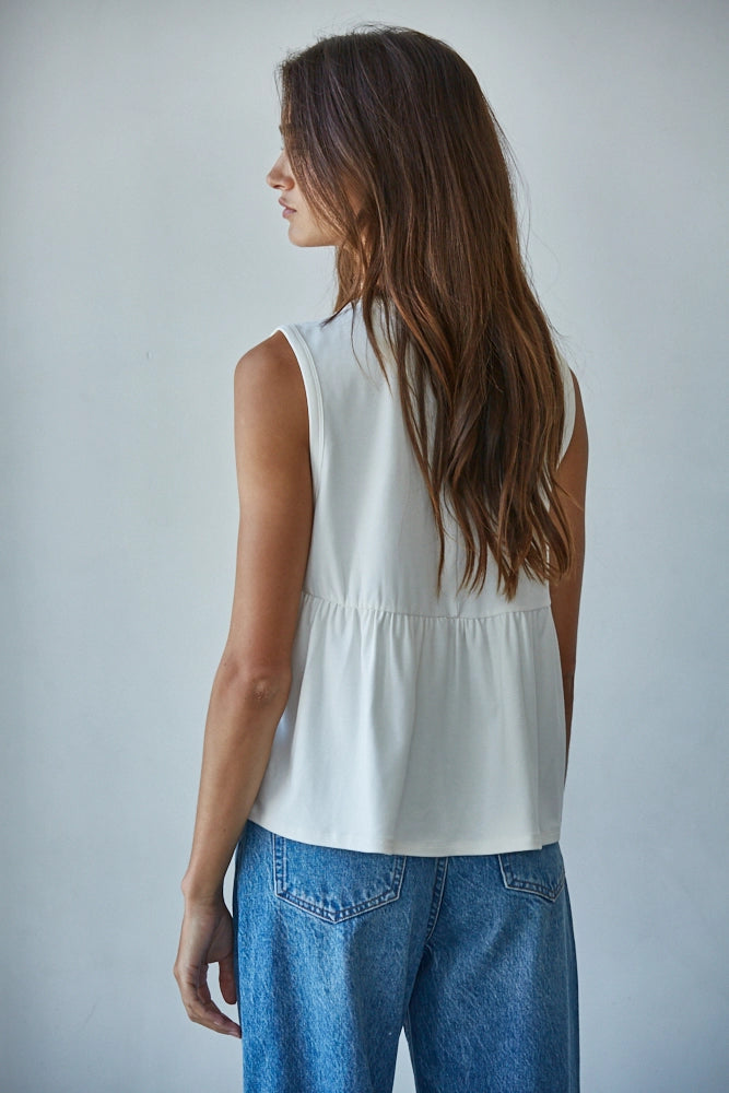 RAYE PLEATED TOP - CREAM