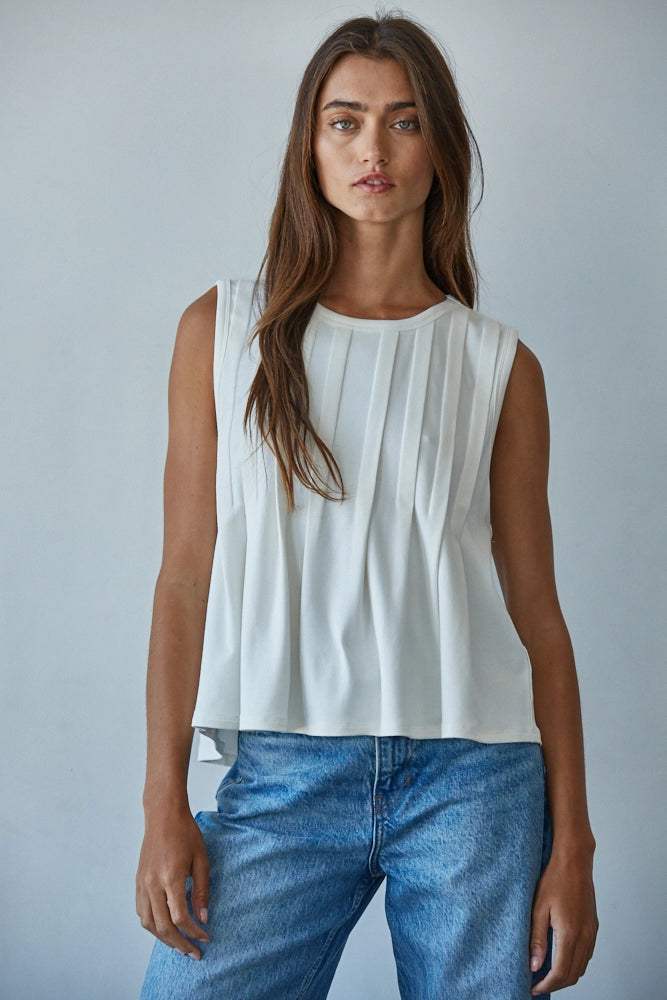 RAYE PLEATED TOP - CREAM