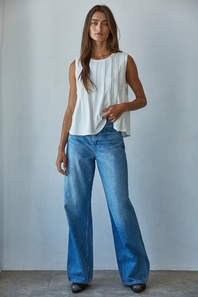 RAYE PLEATED TOP - CREAM