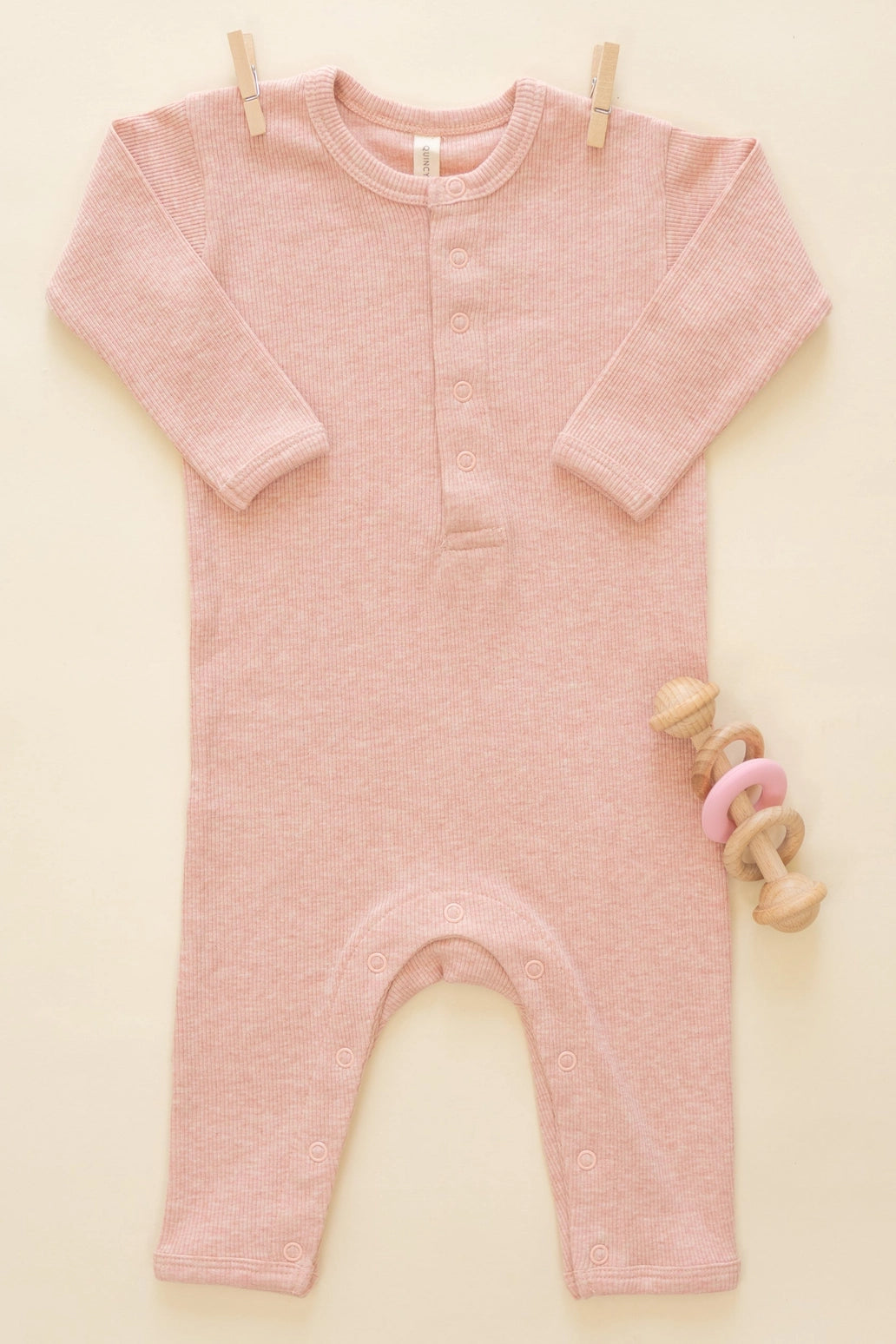 RIBBED SNAP BODYSUIT - ROSE