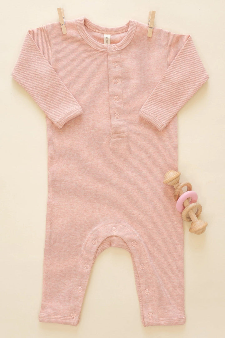 RIBBED SNAP BODYSUIT - ROSE