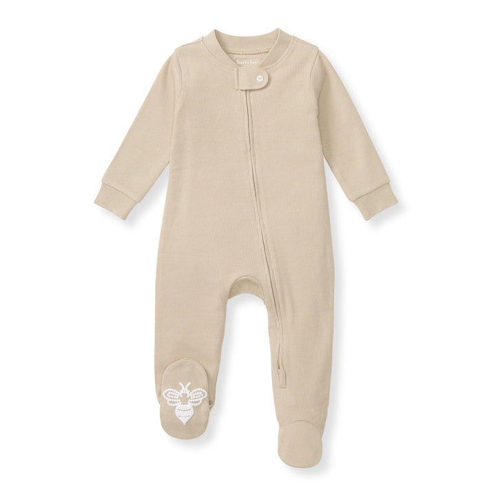 RIBBED COTTON SLEEPER - OAT