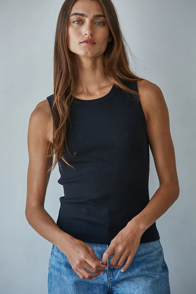 EVERYDAY RIBBED TANK - BLACK