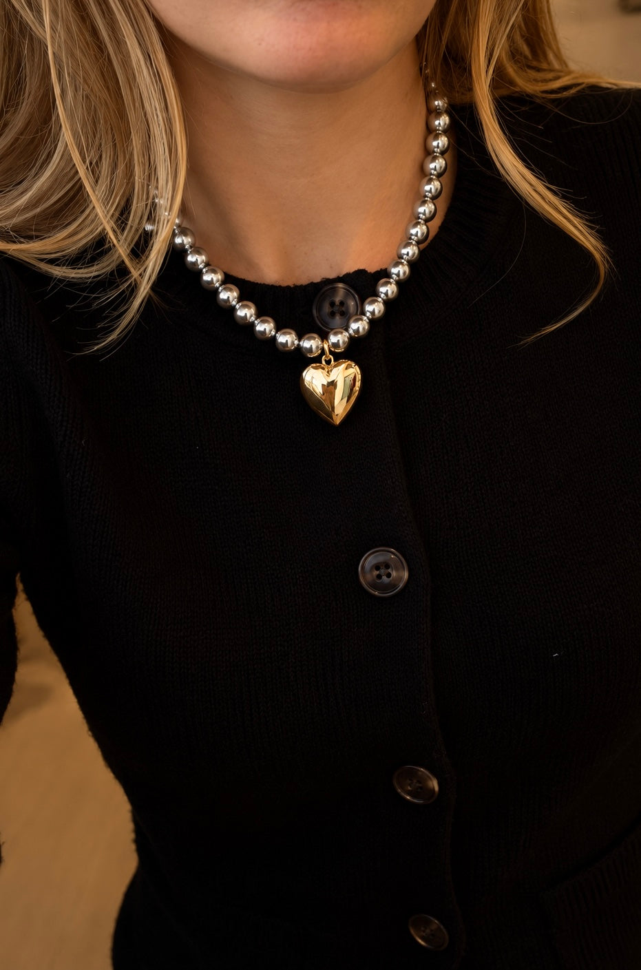 MOR HEART LOCKET AND SWAROVSKI PEARL NECKLACE