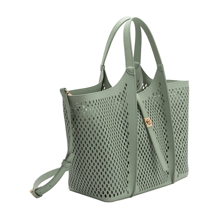 MALIA LASER CUT TOTE - SAGE