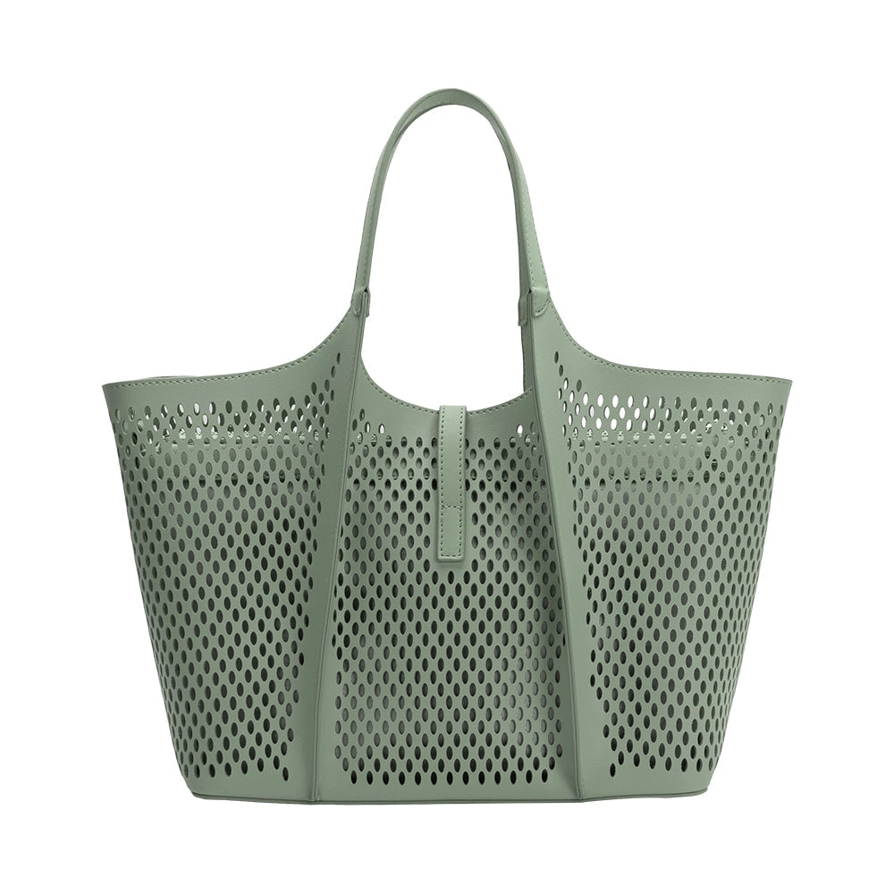 MALIA LASER CUT TOTE - SAGE