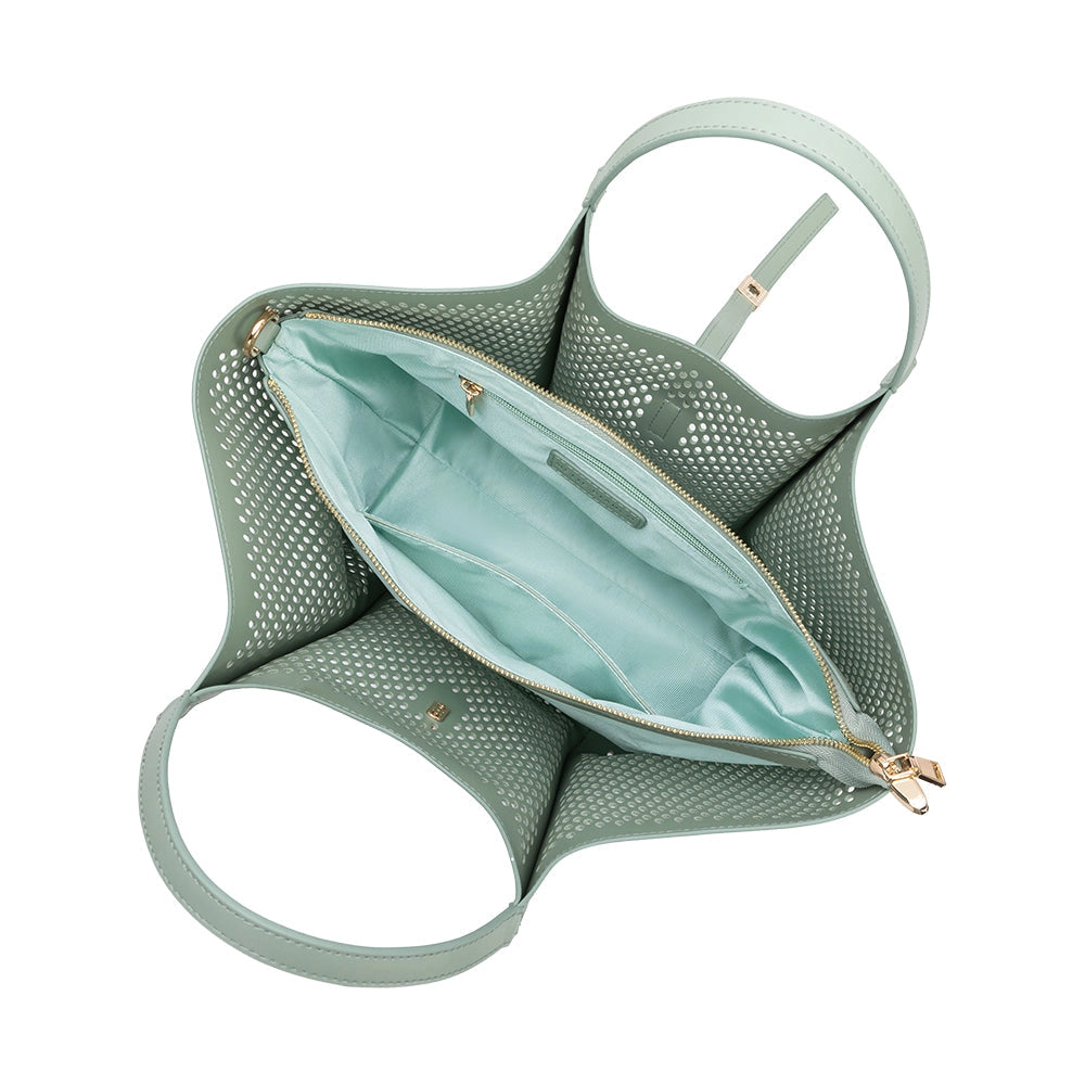 MALIA LASER CUT TOTE - SAGE
