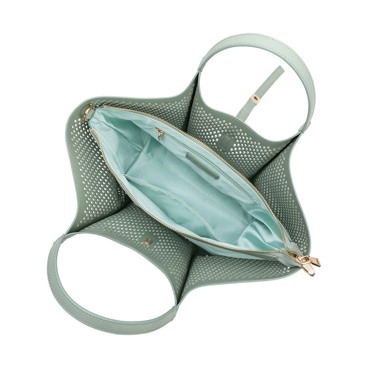 MALIA LASER CUT TOTE - SAGE