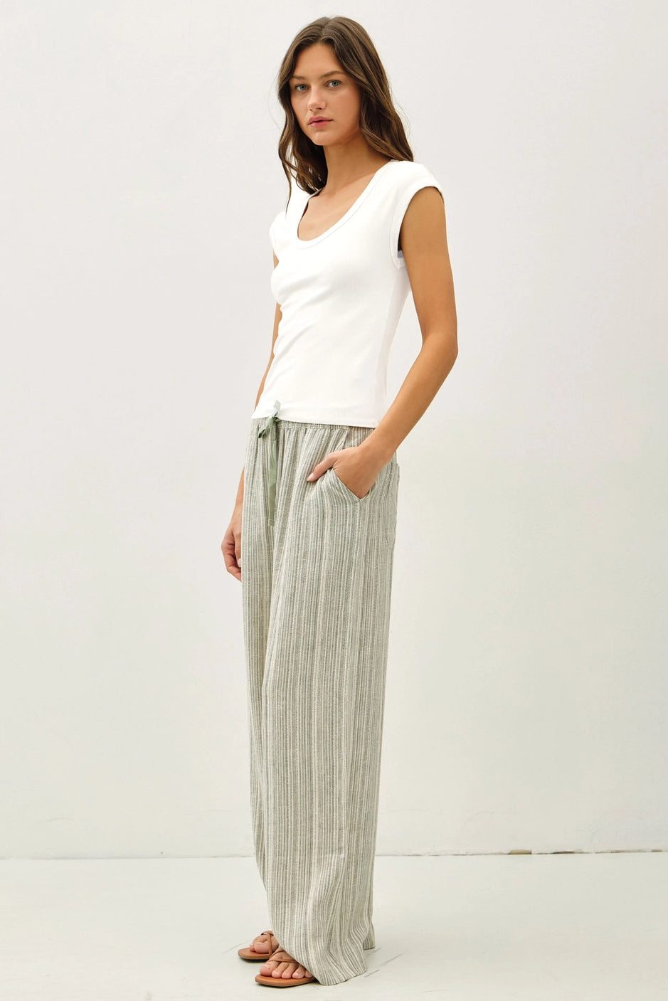 SAL RIBBED CAP SLEEVE TEEE - OFF WHITE
