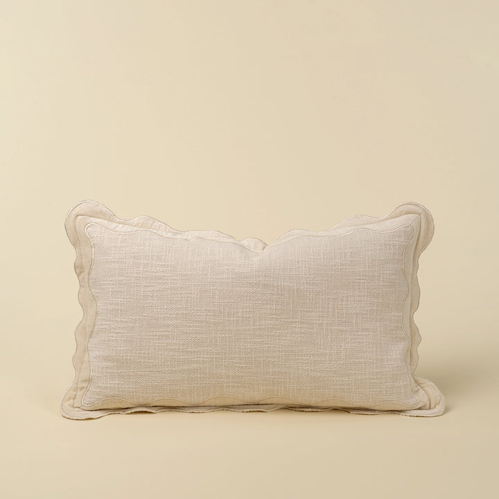 VELVET SCALLOPED PILLOW - CREAM
