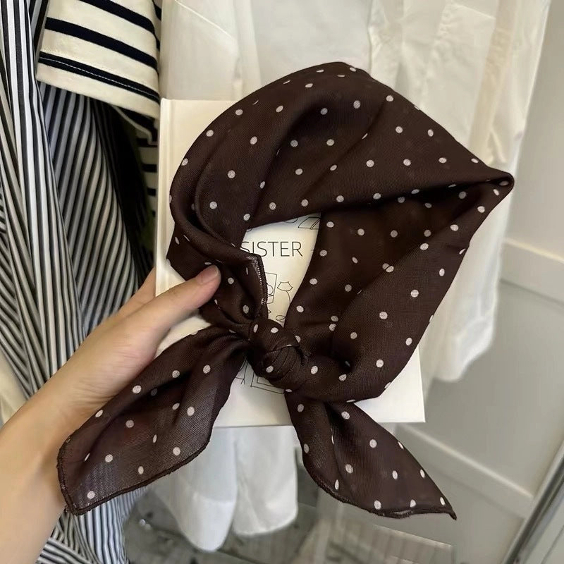 POLKA DOT NECK SCARF - BROWN
