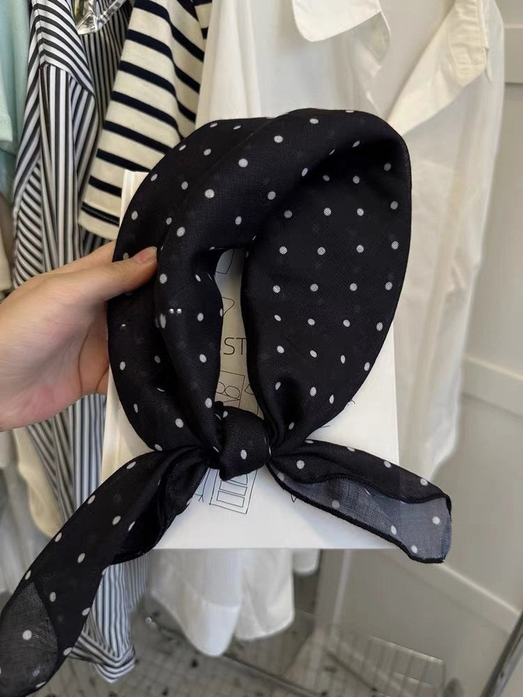 POLKA DOT NECK SCARF - BLACK