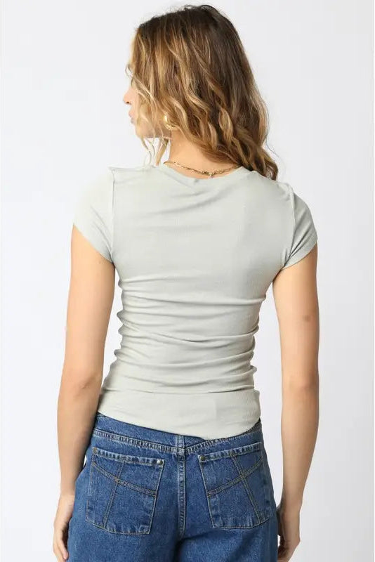 SERENA CAP SLEEVE TEE - MIST