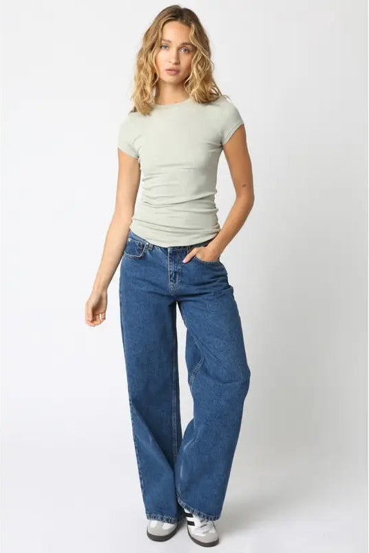 SERENA CAP SLEEVE TEE - MIST