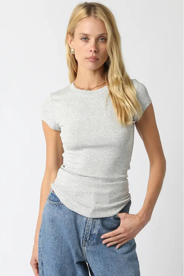 SERENA CAP SLEEVE TEE - GREY
