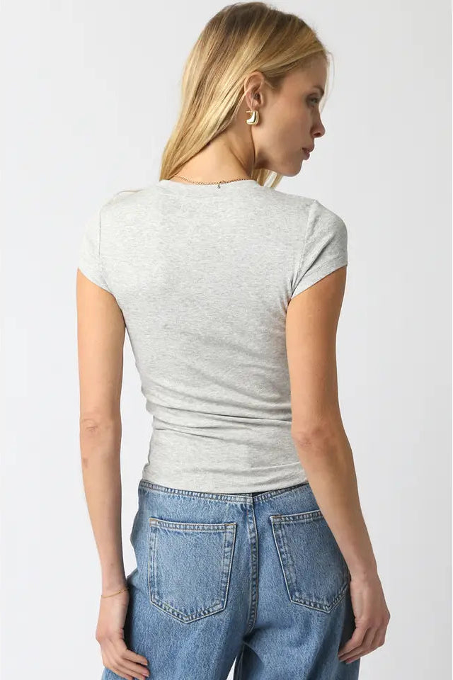 SERENA CAP SLEEVE TEE - GREY