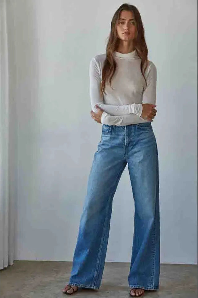 SHEER JERSEY TURTLENECK