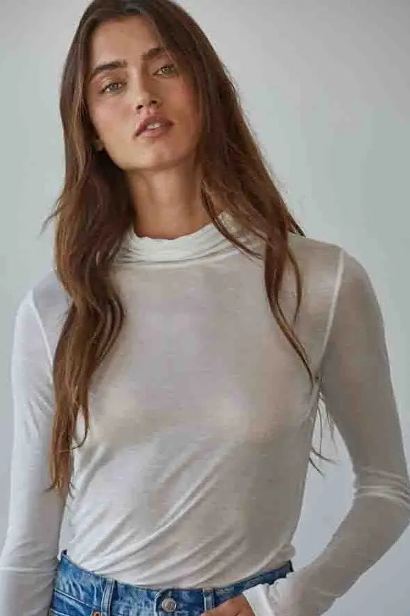 SHEER JERSEY TURTLENECK