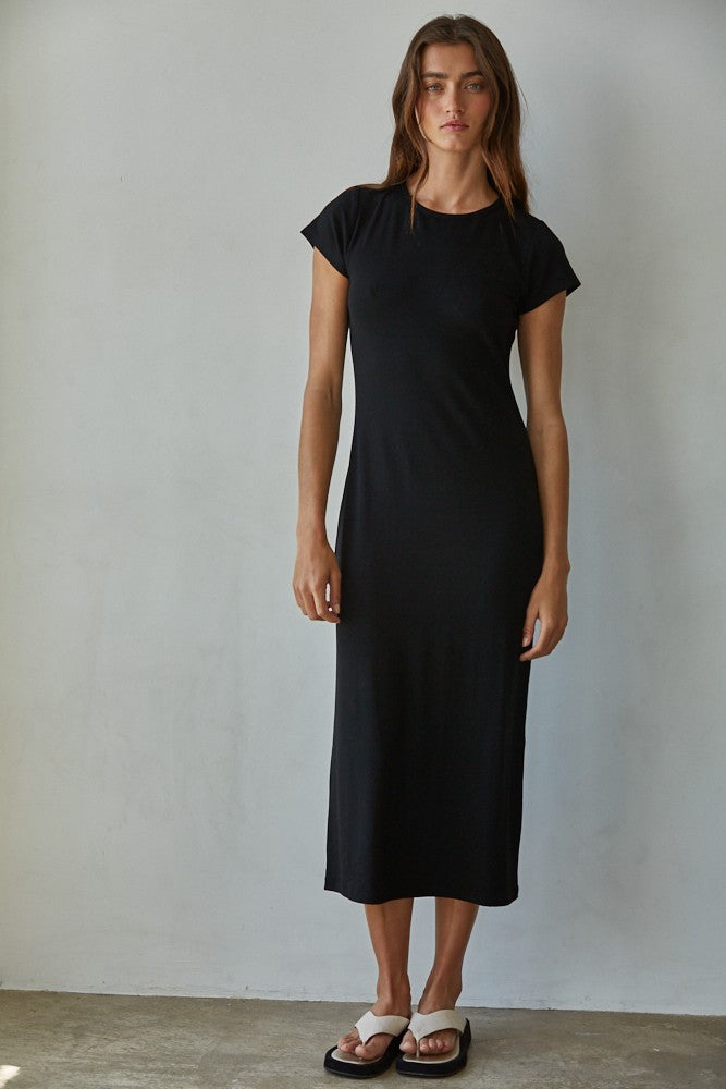ESSENTIAL RAYON MIDI DRESS