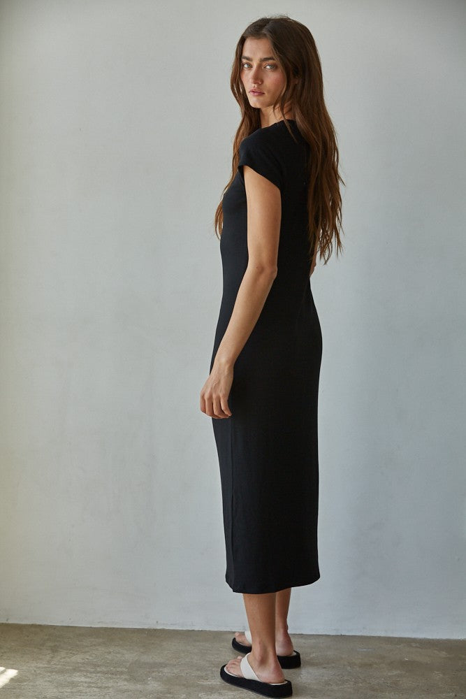 ESSENTIAL RAYON MIDI DRESS