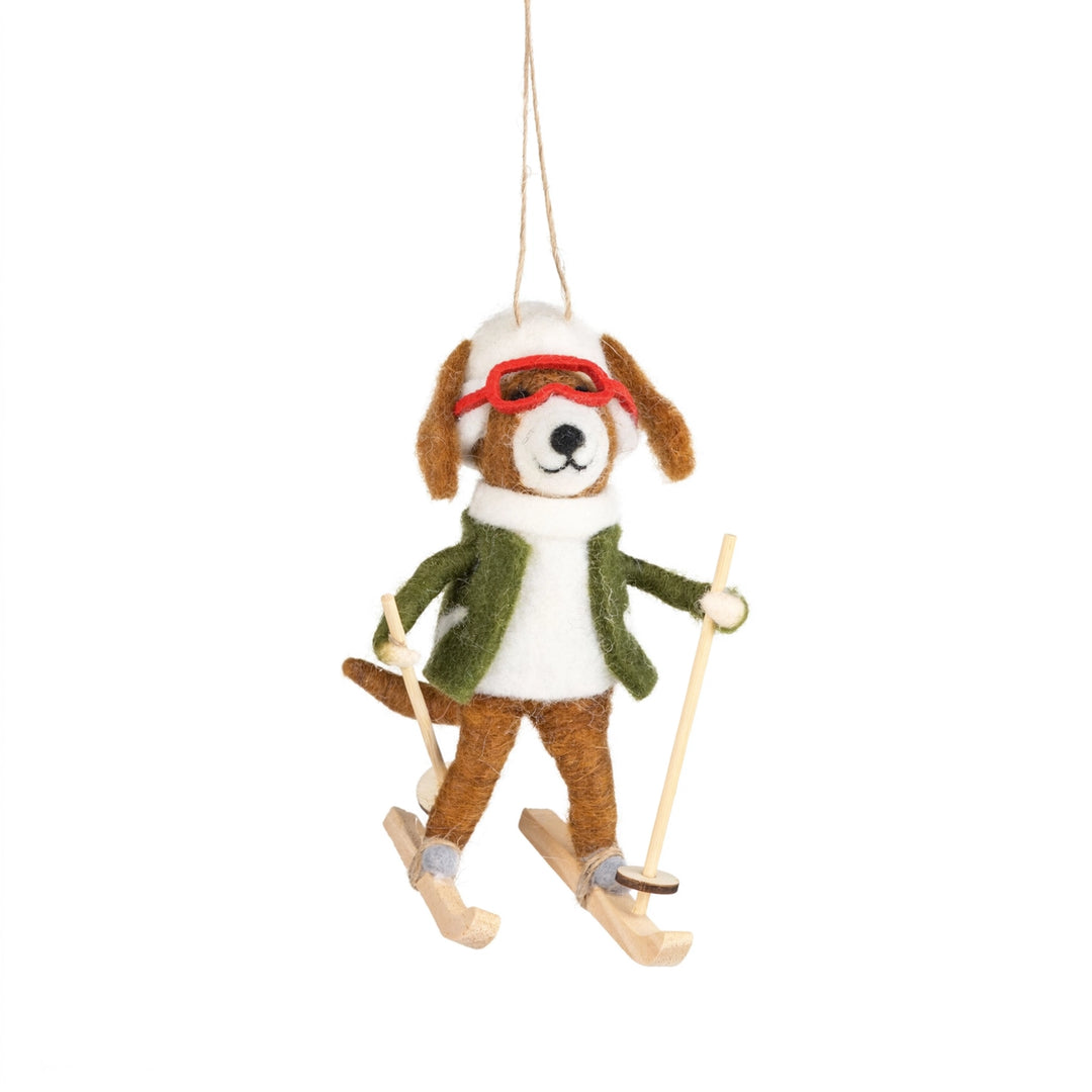 FELT SKIIER DOG ORNAMENT
