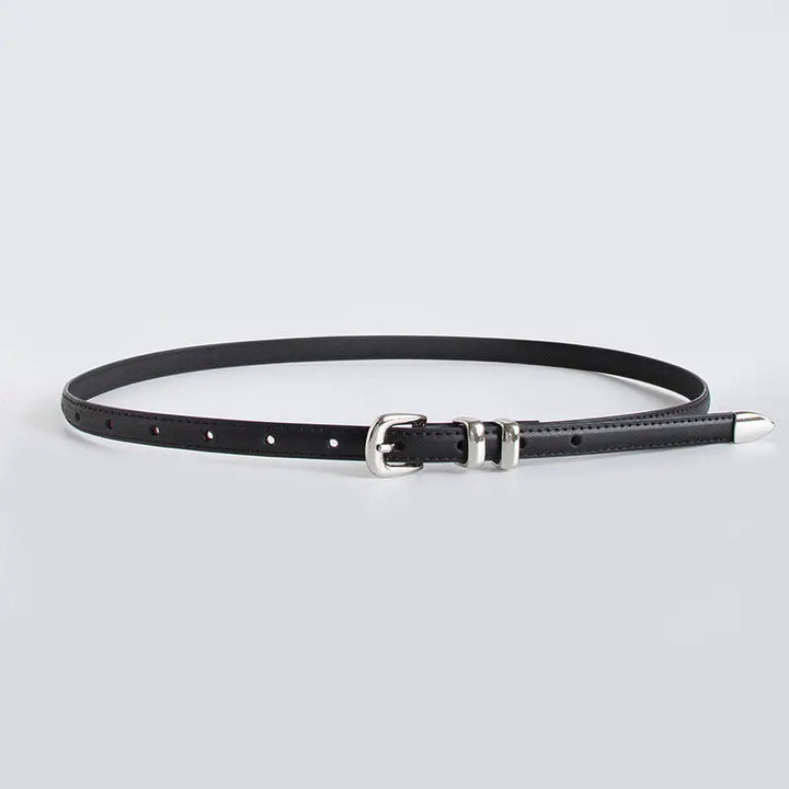 SLIM BUCKLED BELT - BLACK